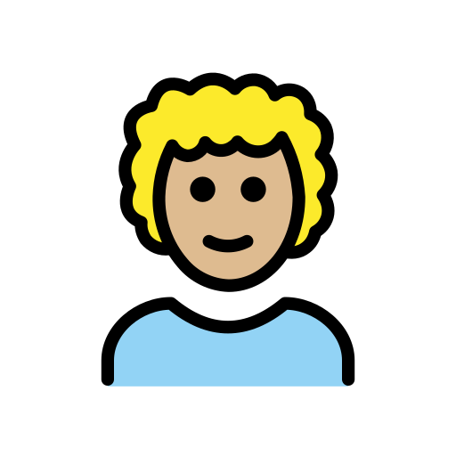 Person: Curly Hair: Medium-Light Skin Tone on OpenMoji
