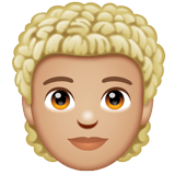 Person: Curly Hair: Medium-Light Skin Tone on WhatsApp