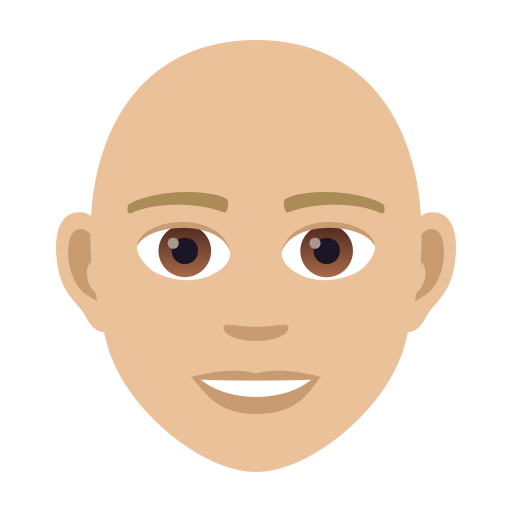 Person: Bald: Medium-Light Skin Tone on JoyPixels