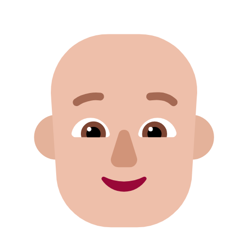 Person: Bald: Medium-Light Skin Tone on Microsoft Fluent