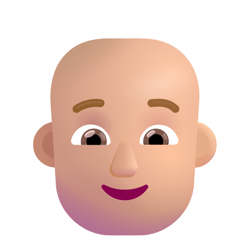 Person: Bald: Medium-Light Skin Tone on Microsoft 3D