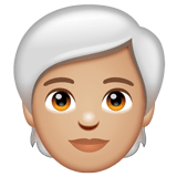 Person: White Hair: Medium-Light Skin Tone on WhatsApp