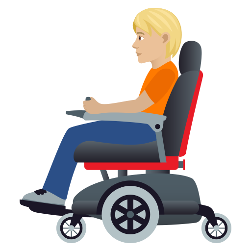 Person In Motorized Wheelchair: Medium-Light Skin Tone on JoyPixels