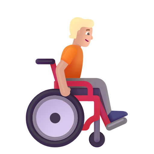 Person In Manual Wheelchair Facing Right: Medium-Light Skin Tone on Microsoft 3D