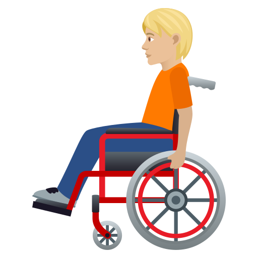 Person In Manual Wheelchair: Medium-Light Skin Tone on JoyPixels