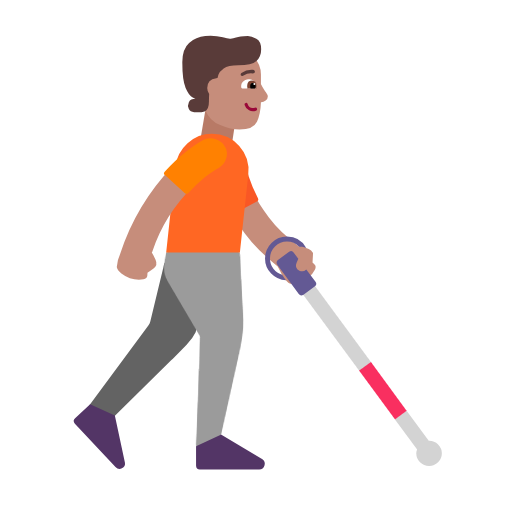 Person With White Cane Facing Right: Medium Skin Tone on Microsoft Fluent