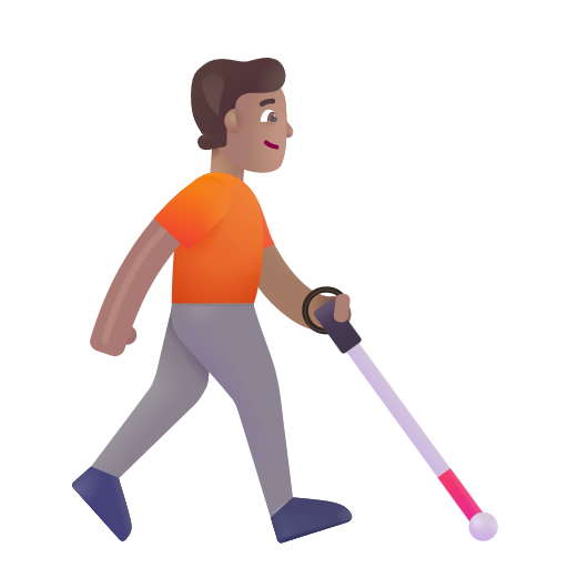 Person With White Cane Facing Right: Medium Skin Tone on Microsoft 3D