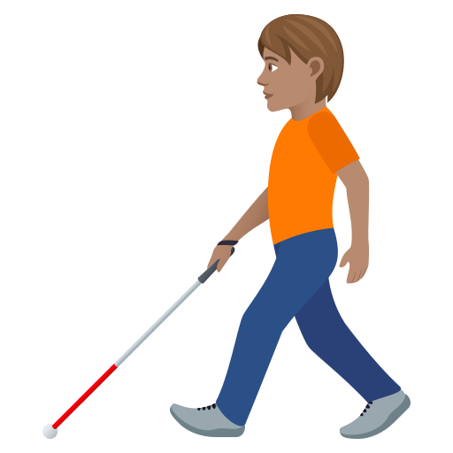 Person With White Cane: Medium Skin Tone on JoyPixels