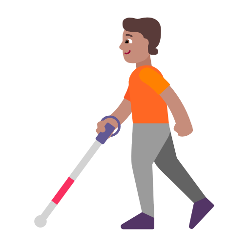 Person With White Cane: Medium Skin Tone on Microsoft Fluent