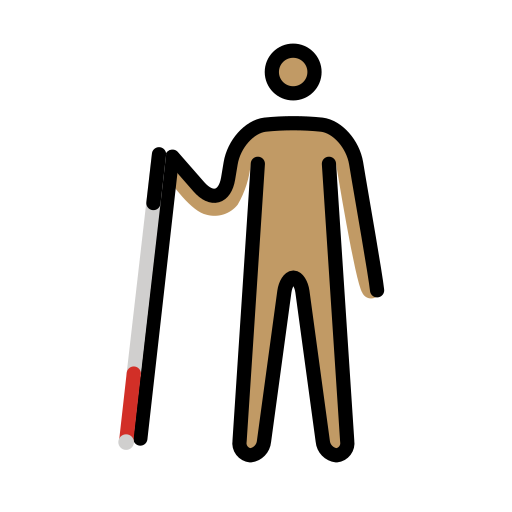 Person With White Cane: Medium Skin Tone on OpenMoji