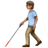 Person With White Cane: Medium Skin Tone on WhatsApp