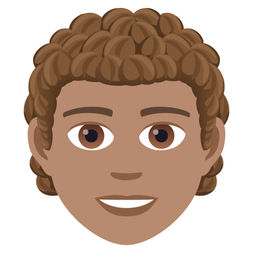 Person: Curly Hair: Medium Skin Tone on JoyPixels