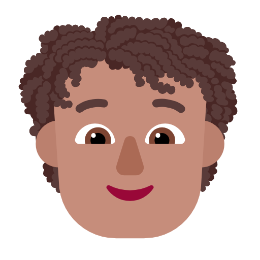 Person: Curly Hair: Medium Skin Tone on Microsoft Fluent