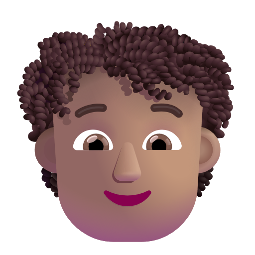 Person: Curly Hair: Medium Skin Tone on Microsoft 3D