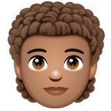 Person: Curly Hair: Medium Skin Tone on WhatsApp