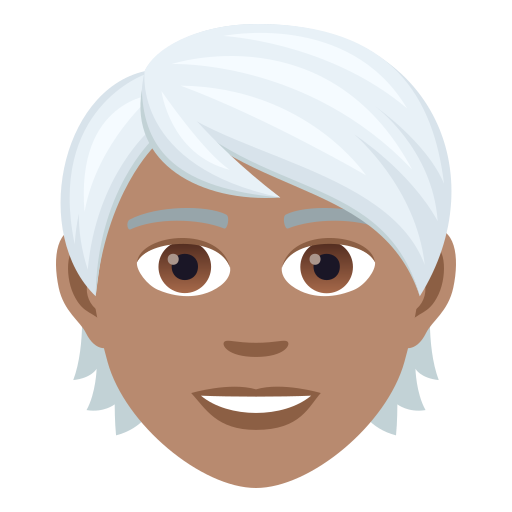 Person: White Hair: Medium Skin Tone on JoyPixels