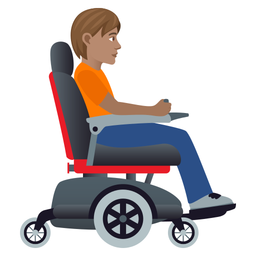 Person In Motorized Wheelchair Facing Right: Medium Skin Tone on JoyPixels