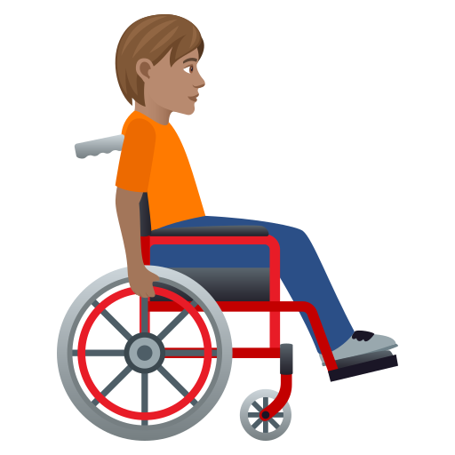 Person In Manual Wheelchair Facing Right: Medium Skin Tone on JoyPixels