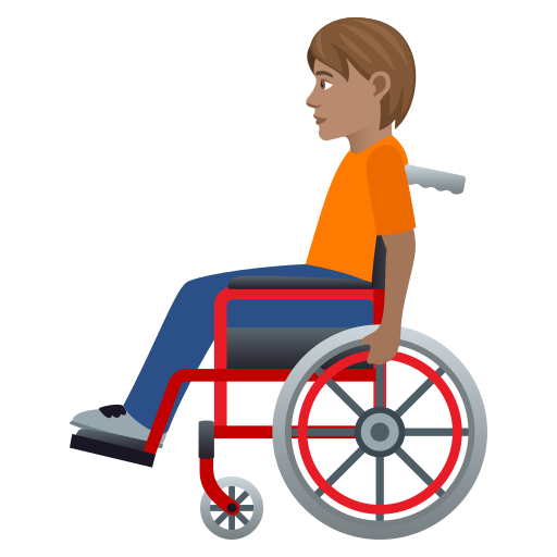 Person In Manual Wheelchair: Medium Skin Tone on JoyPixels