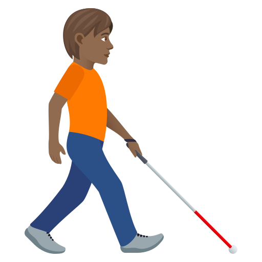 Person With White Cane Facing Right: Medium-Dark Skin Tone on JoyPixels