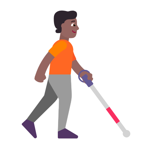 Person With White Cane Facing Right: Medium-Dark Skin Tone on Microsoft Fluent