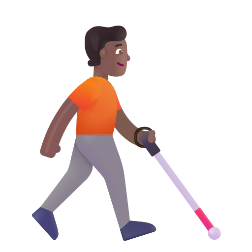 Person With White Cane Facing Right: Medium-Dark Skin Tone on Microsoft 3D