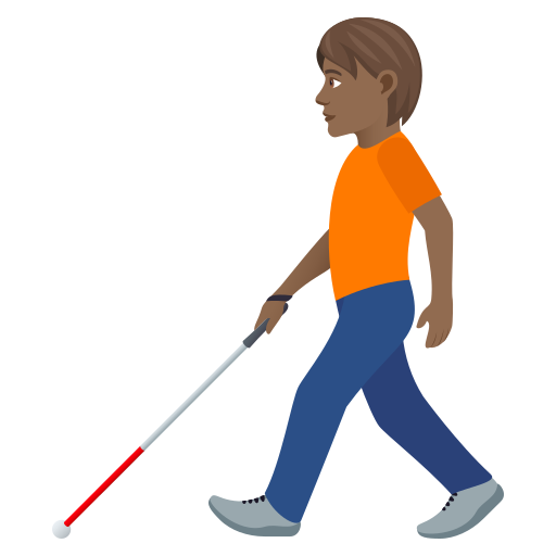Person With White Cane: Medium-Dark Skin Tone on JoyPixels