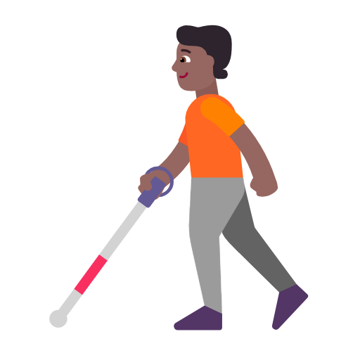 Person With White Cane: Medium-Dark Skin Tone on Microsoft Fluent
