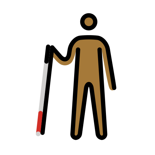 Person With White Cane: Medium-Dark Skin Tone on OpenMoji