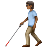 Person With White Cane: Medium-Dark Skin Tone on WhatsApp