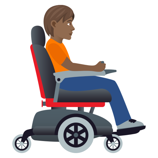 Person In Motorized Wheelchair Facing Right: Medium-Dark Skin Tone on JoyPixels