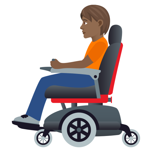 Person In Motorized Wheelchair: Medium-Dark Skin Tone on JoyPixels