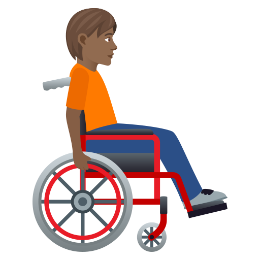 Person In Manual Wheelchair Facing Right: Medium-Dark Skin Tone on JoyPixels