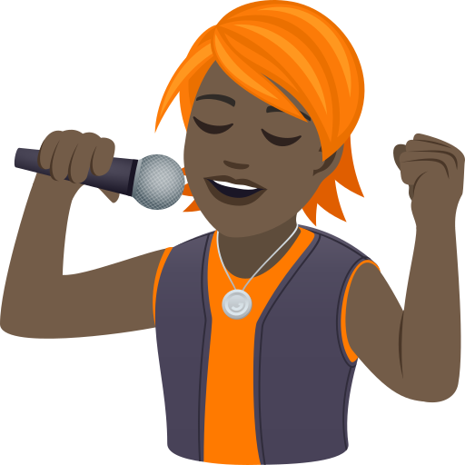 Singer: Dark Skin Tone on JoyPixels