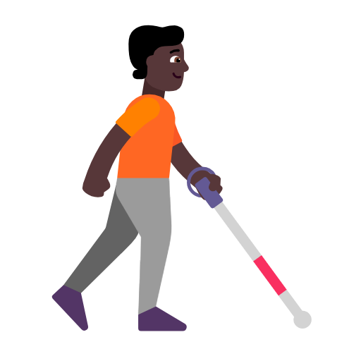 Person With White Cane Facing Right: Dark Skin Tone on Microsoft Fluent