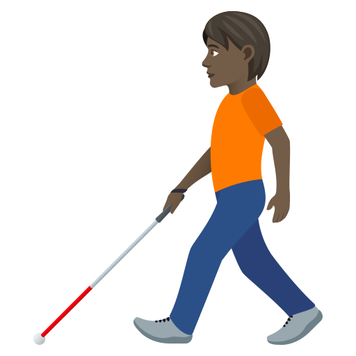 Person With White Cane: Dark Skin Tone on JoyPixels