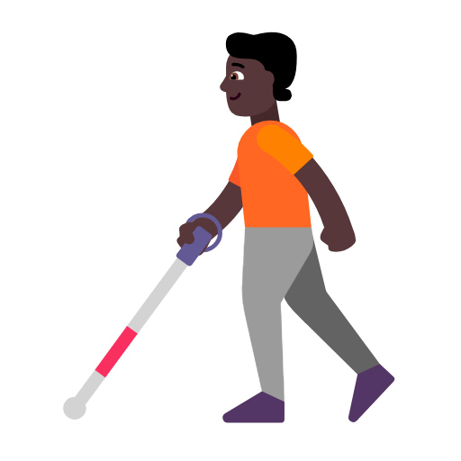 Person With White Cane: Dark Skin Tone on Microsoft Fluent