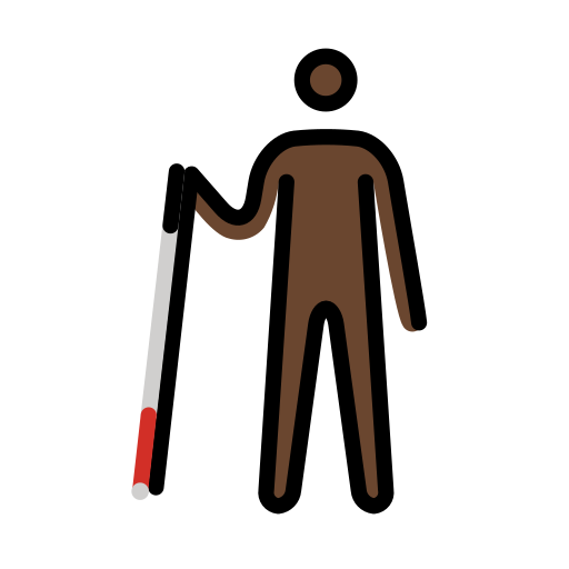 Person With White Cane: Dark Skin Tone on OpenMoji