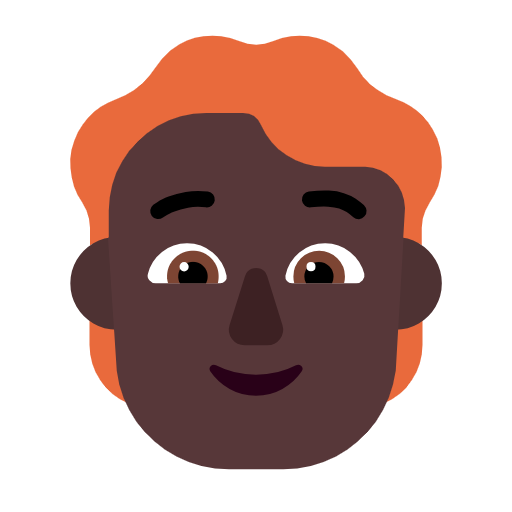 Person: Red Hair: Dark Skin Tone on Microsoft Fluent