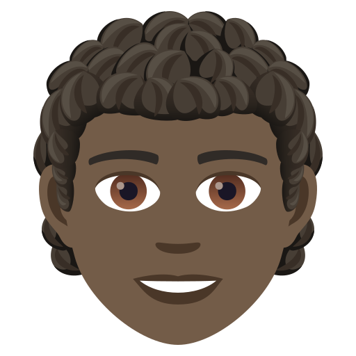 Person: Curly Hair: Dark Skin Tone on JoyPixels