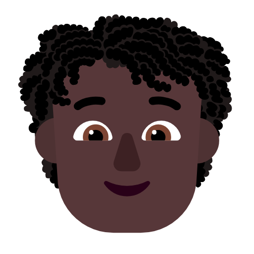 Person: Curly Hair: Dark Skin Tone on Microsoft Fluent