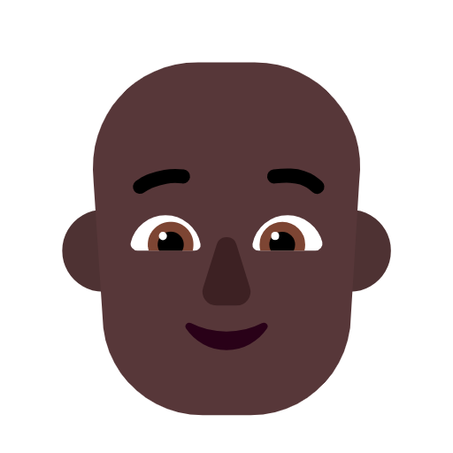 Person: Bald: Dark Skin Tone on Microsoft Fluent