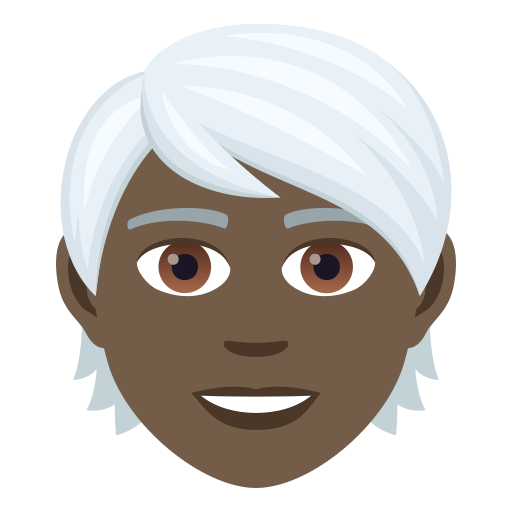 Person: White Hair: Dark Skin Tone on JoyPixels