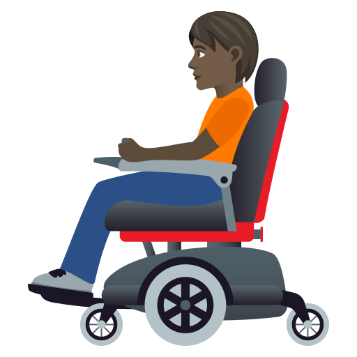 Person In Motorized Wheelchair: Dark Skin Tone on JoyPixels