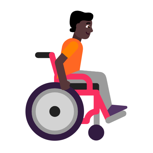 Person In Manual Wheelchair Facing Right: Dark Skin Tone on Microsoft Fluent