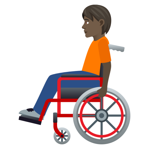 Person In Manual Wheelchair: Dark Skin Tone on JoyPixels