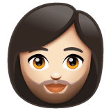 Woman: Beard: Light Skin Tone on WhatsApp
