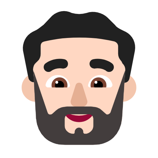 Man: Beard: Light Skin Tone on Microsoft Fluent