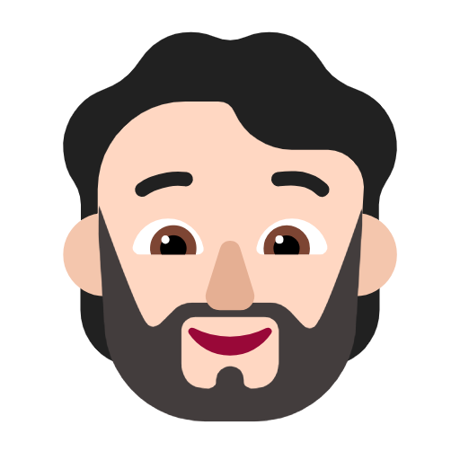 Bearded Person: Light Skin Tone on Microsoft Fluent