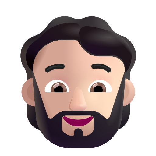 Bearded Person: Light Skin Tone on Microsoft 3D